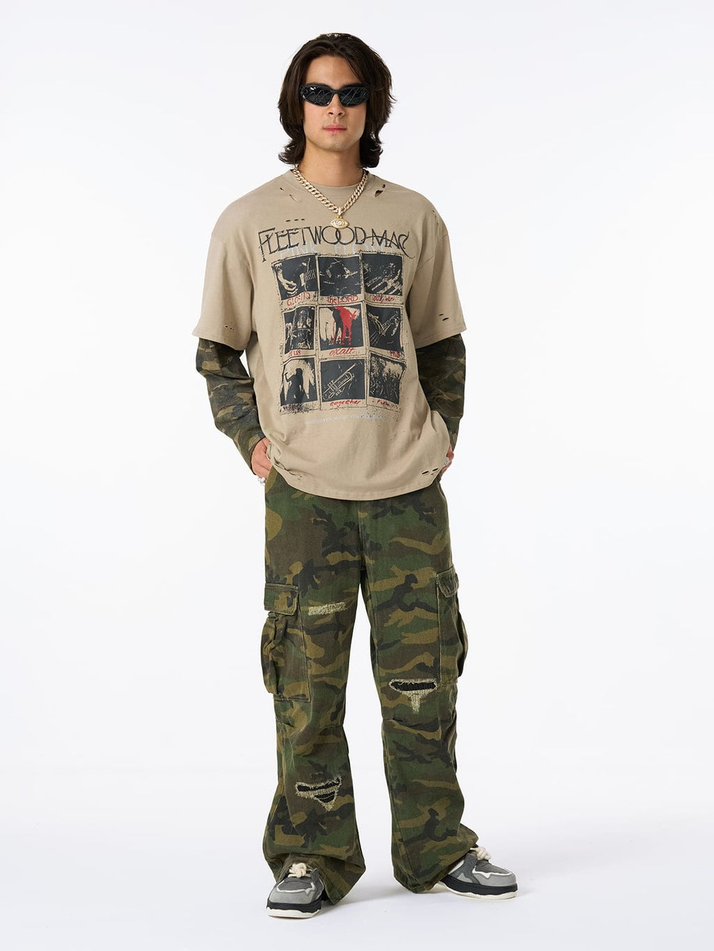Camiseta de manga larga "Camuflaje desgastado"