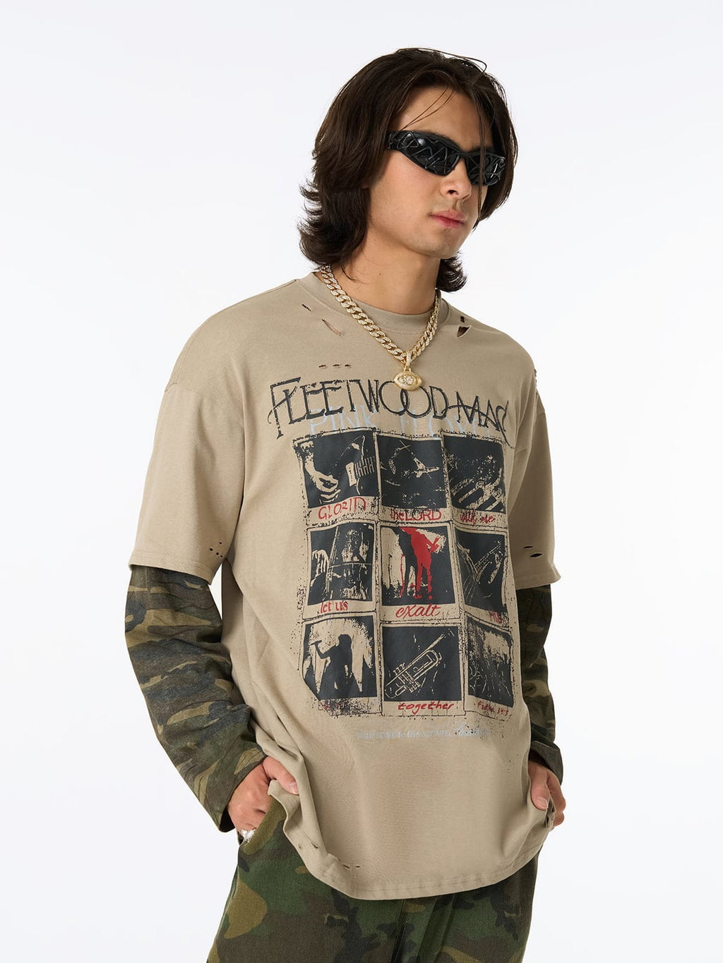 Camiseta de manga larga "Camuflaje desgastado"
