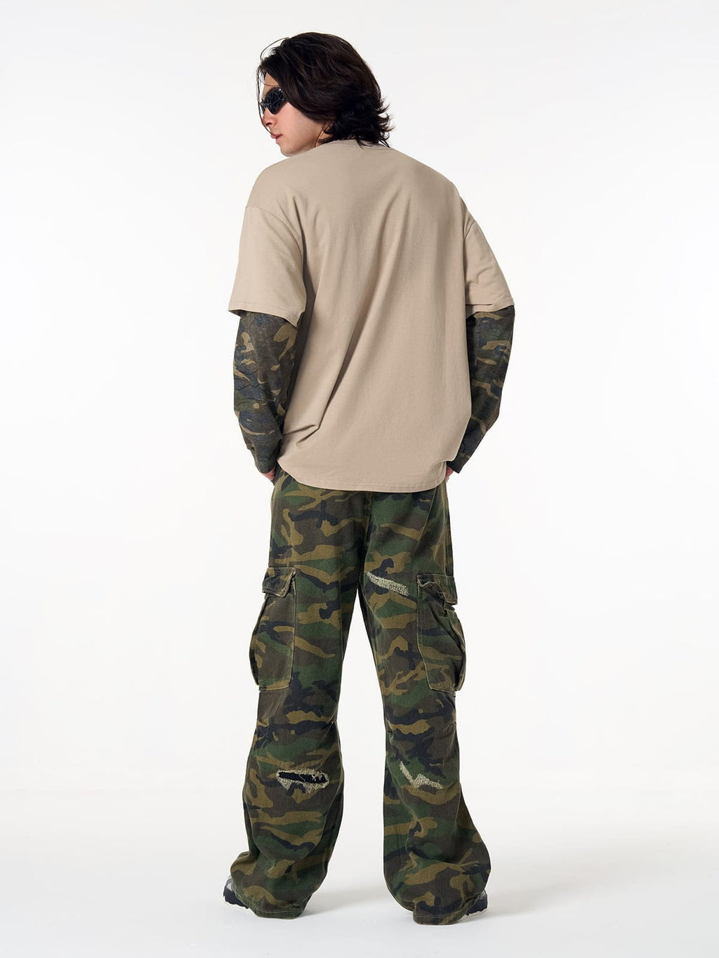 Camiseta de manga larga "Camuflaje desgastado"