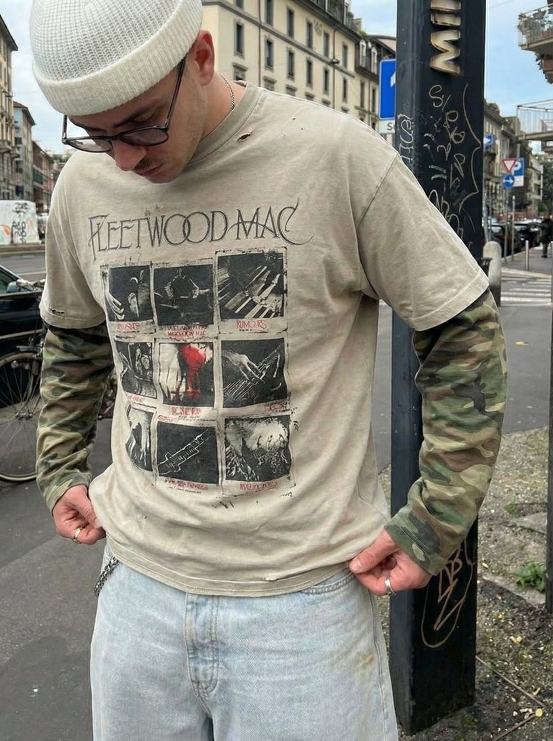 Camiseta de manga larga "Camuflaje desgastado"